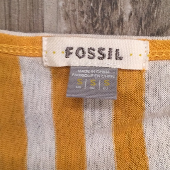 {Fossil} Yellow and White Striped Shirt - Picture 4 of 4